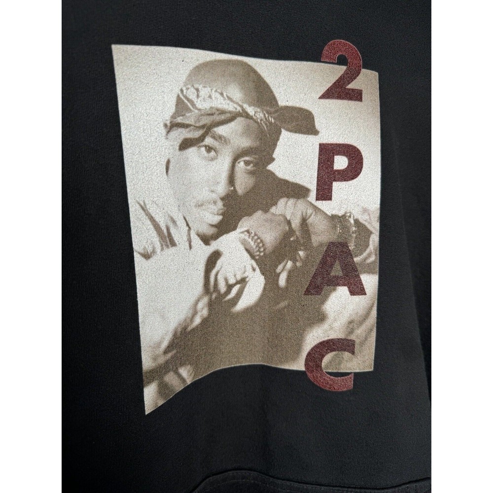 Tupac 2Pac Shakur Hoodie Pullover Sweatshirt Black Size Medium Unisex
